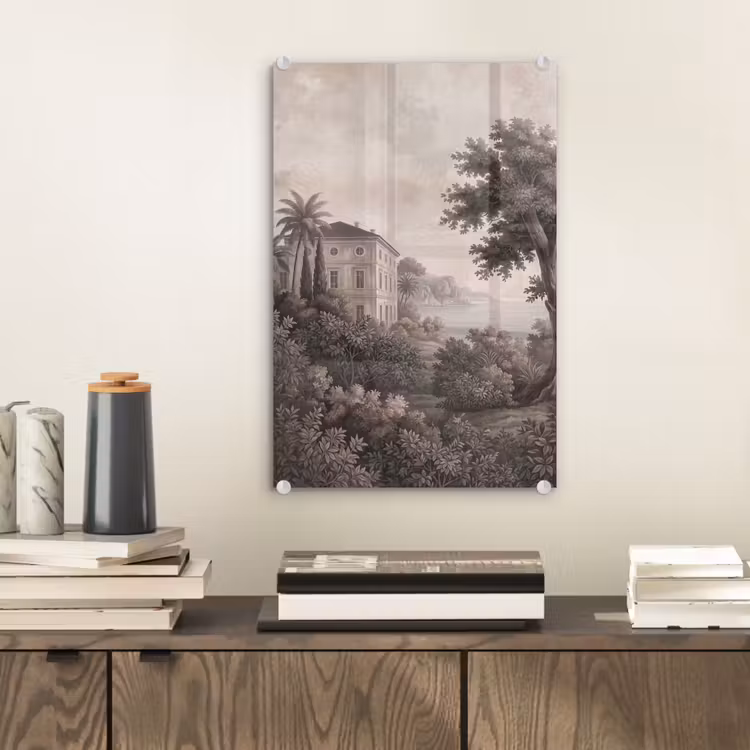 Glas schilderij - Zee - Villa - Beige — 2