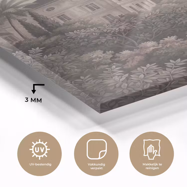 Glas schilderij - Zee - Villa - Beige — 3
