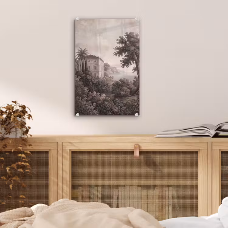 Glas schilderij - Zee - Villa - Beige — 5