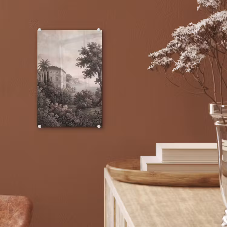 Glas schilderij - Zee - Villa - Beige — 6