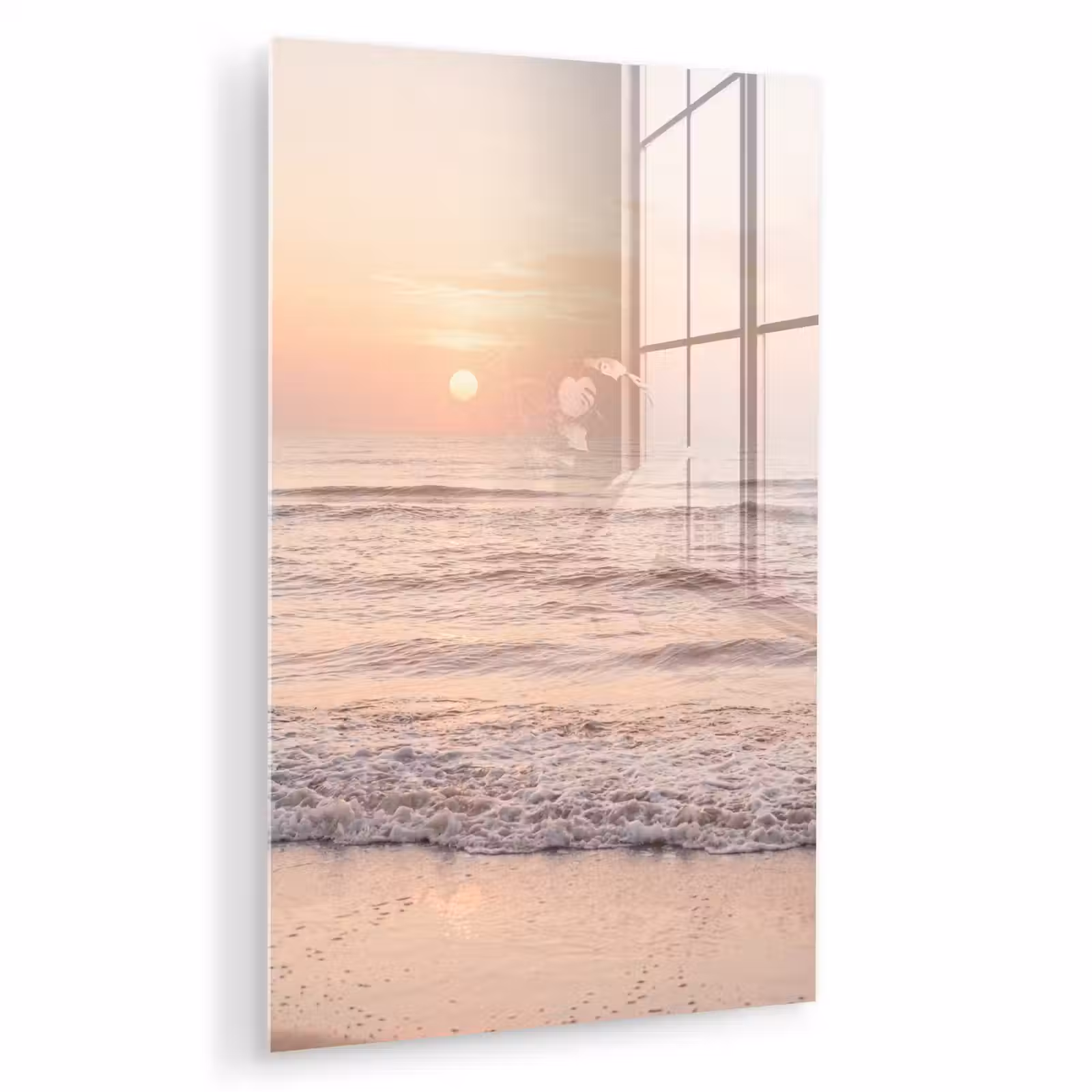 Glas schilderij - Zon - Strand - Roze — 1