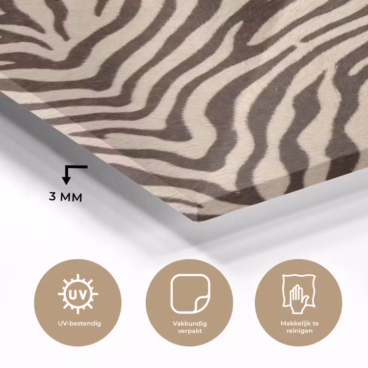 Glas schilderij - Zebra - Strepen - Bruin — 3