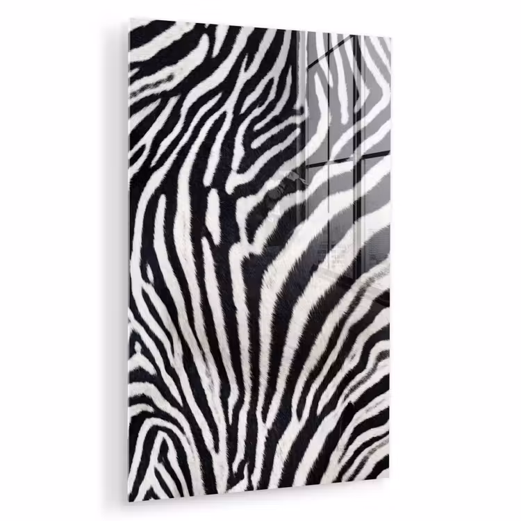 Glas schilderij - Zebra - Vacht - Klassiek - Zwart - Wit — 1