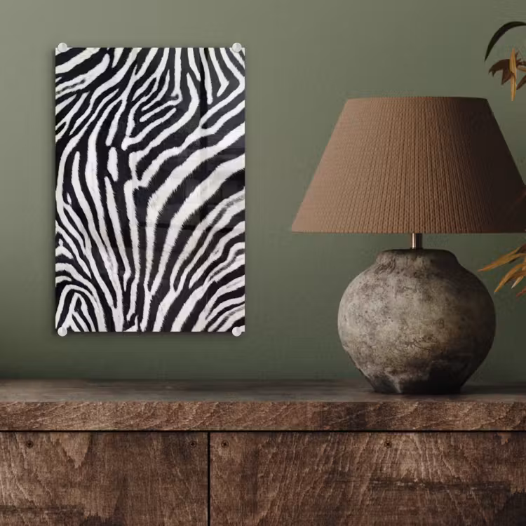 Glas schilderij - Zebra - Vacht - Klassiek - Zwart - Wit — 4