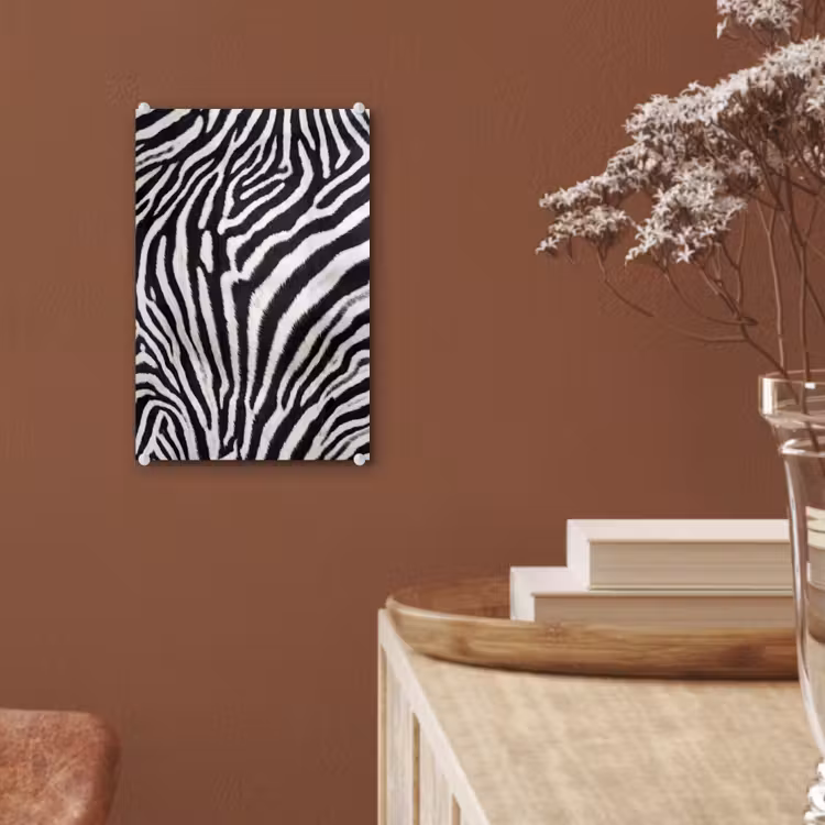 Glas schilderij - Zebra - Vacht - Klassiek - Zwart - Wit — 6