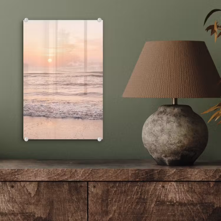 Glas schilderij - Zon - Strand - Roze — 4