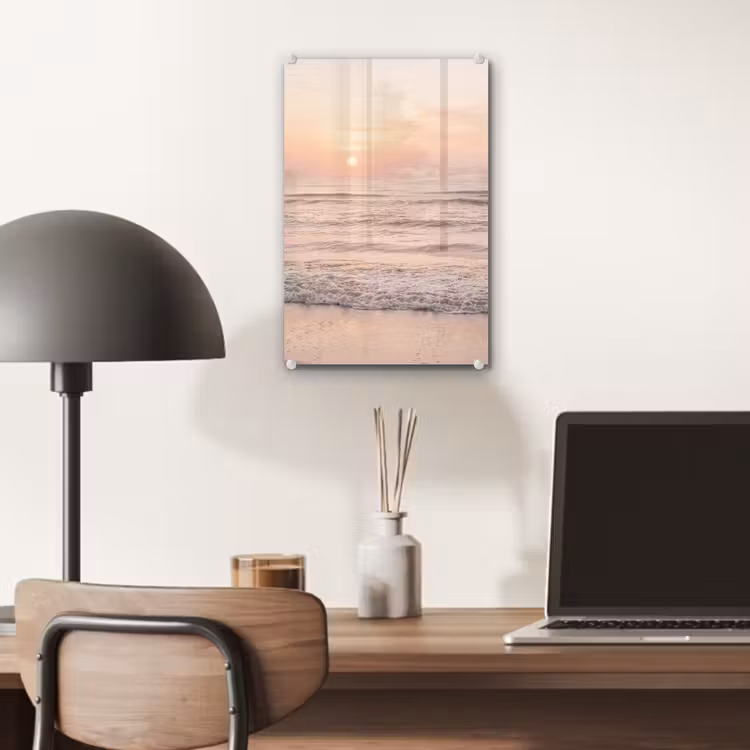 Glas schilderij - Zon - Strand - Roze — 7