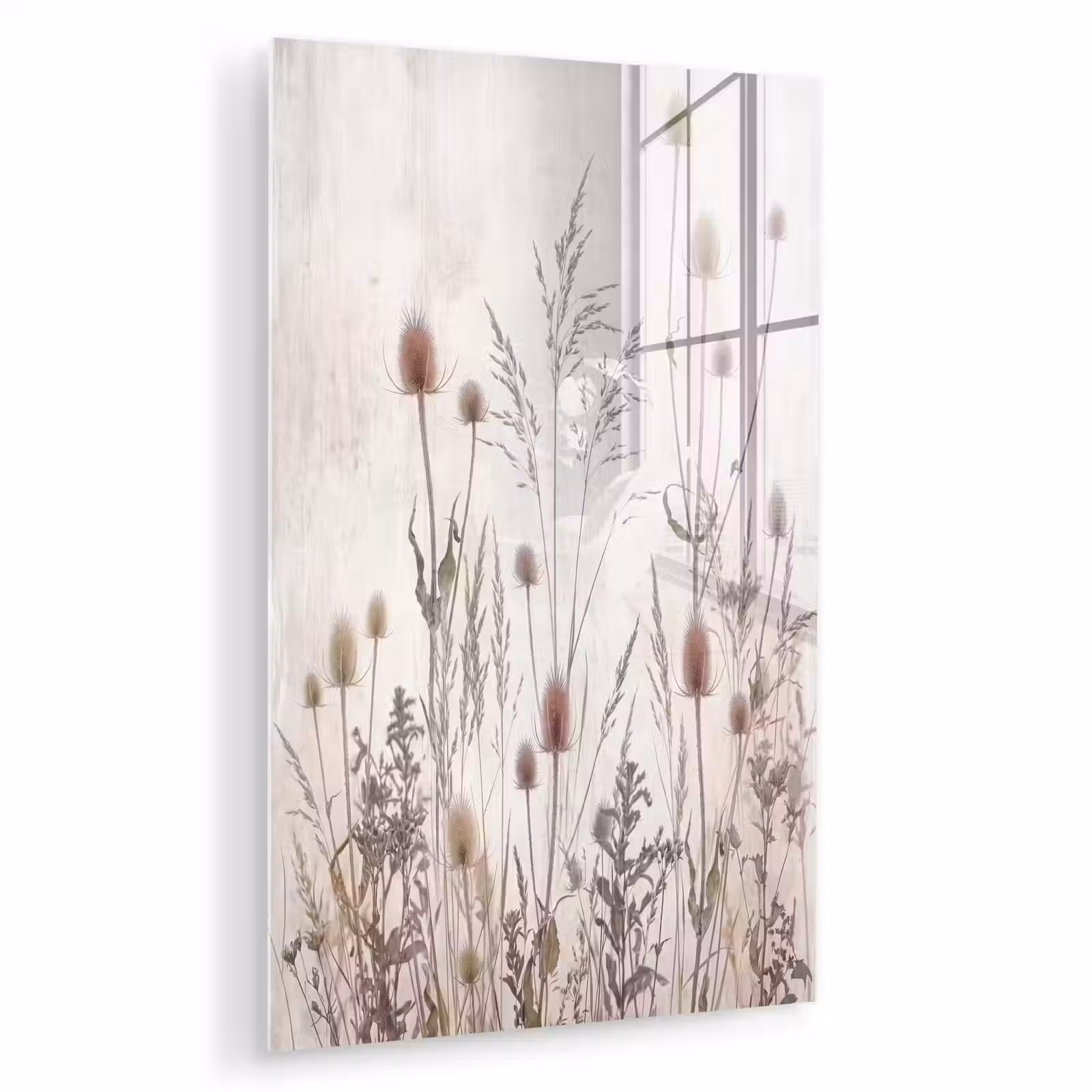 Glas schilderij - Weidebloemen - Design - Sepia — 1