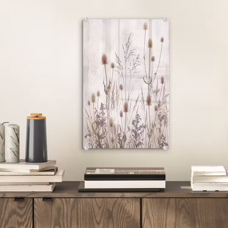 Glas schilderij - Weidebloemen - Design - Sepia — 2