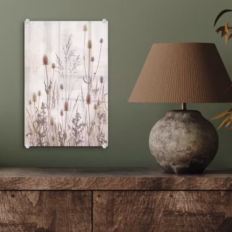 Glas schilderij - Weidebloemen - Design - Sepia — 4
