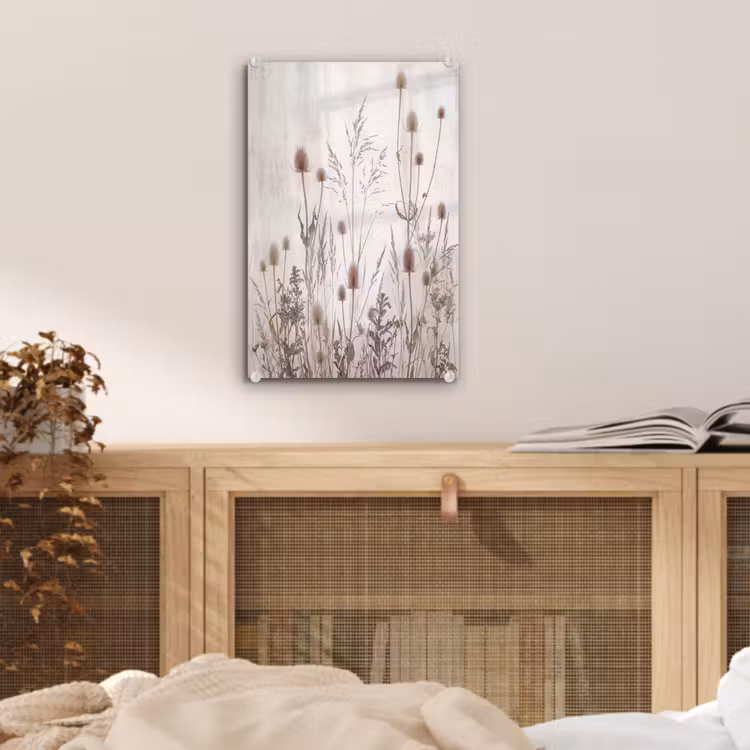 Glas schilderij - Weidebloemen - Design - Sepia — 5