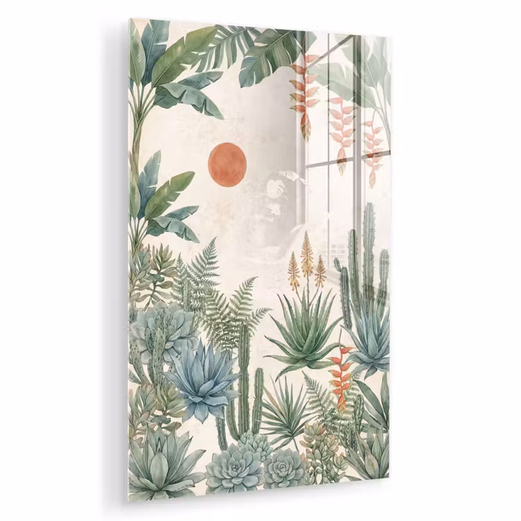 Glas schilderij - Woestijn - Planten - Groen — 1
