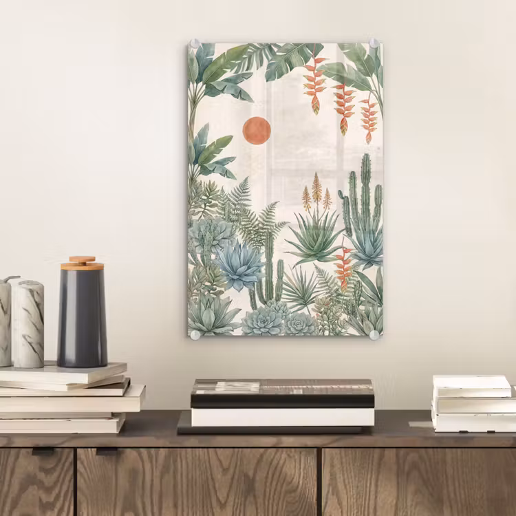 Glas schilderij - Woestijn - Planten - Groen — 2
