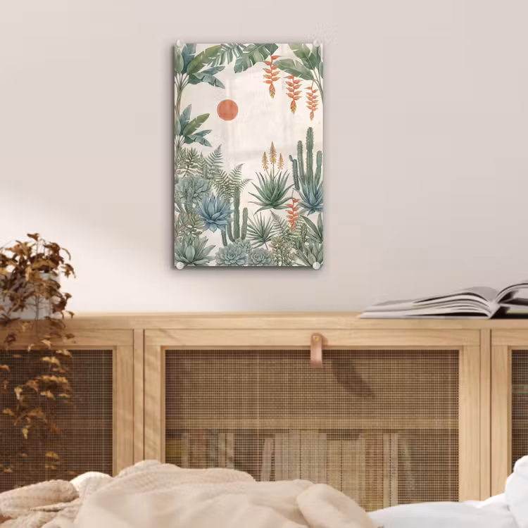 Glas schilderij - Woestijn - Planten - Groen — 5