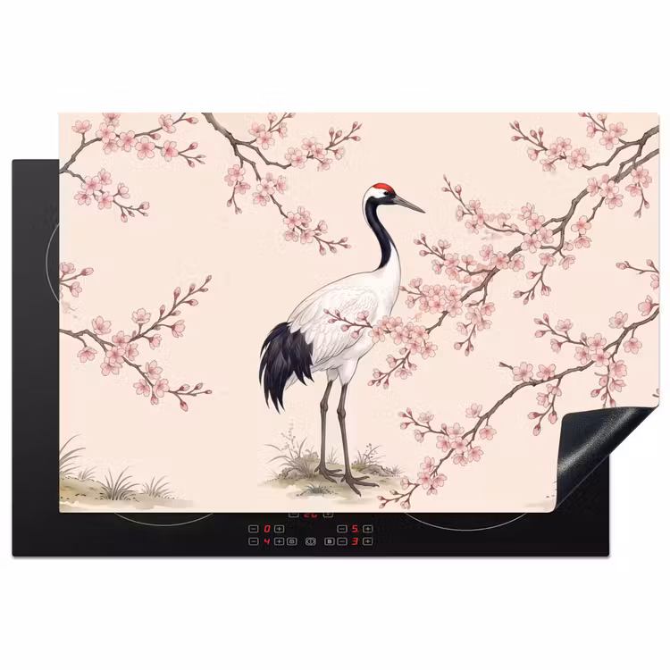 Inductie beschermer - Aziatisch - Kraanvogel - Beige — 2