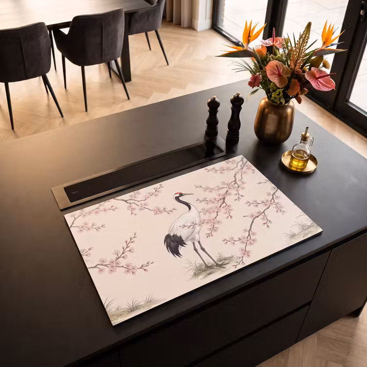 Inductie beschermer - Aziatisch - Kraanvogel - Beige — 3