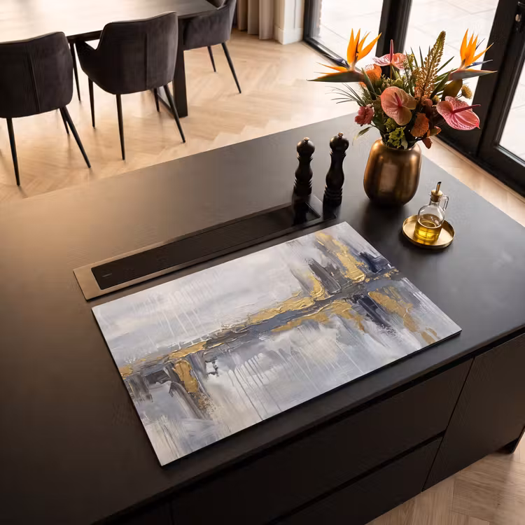 Inductie beschermer - Abstract - Structuur - Goud - Grijs - Modern — 3