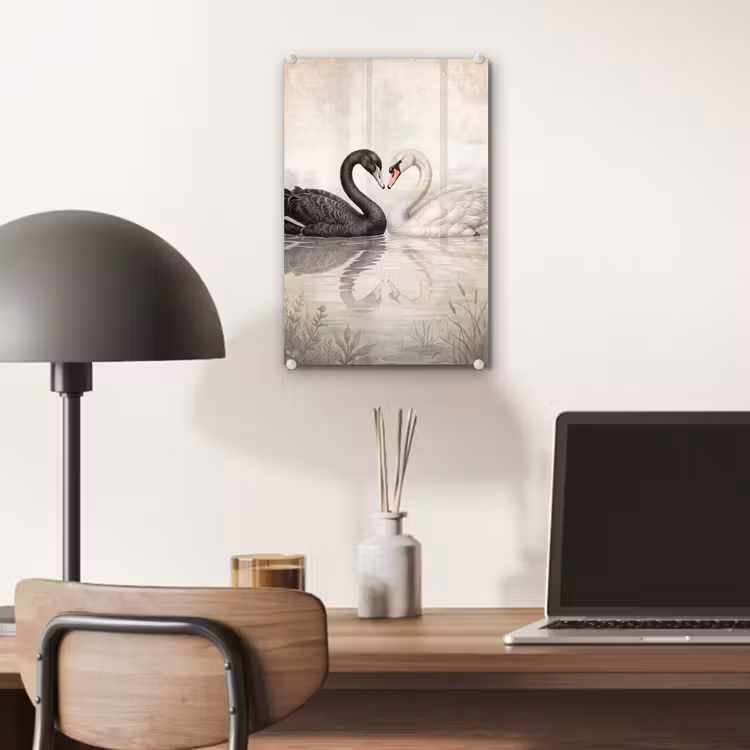Glas schilderij - Zwanen - Hartvorm - Dieren — 7