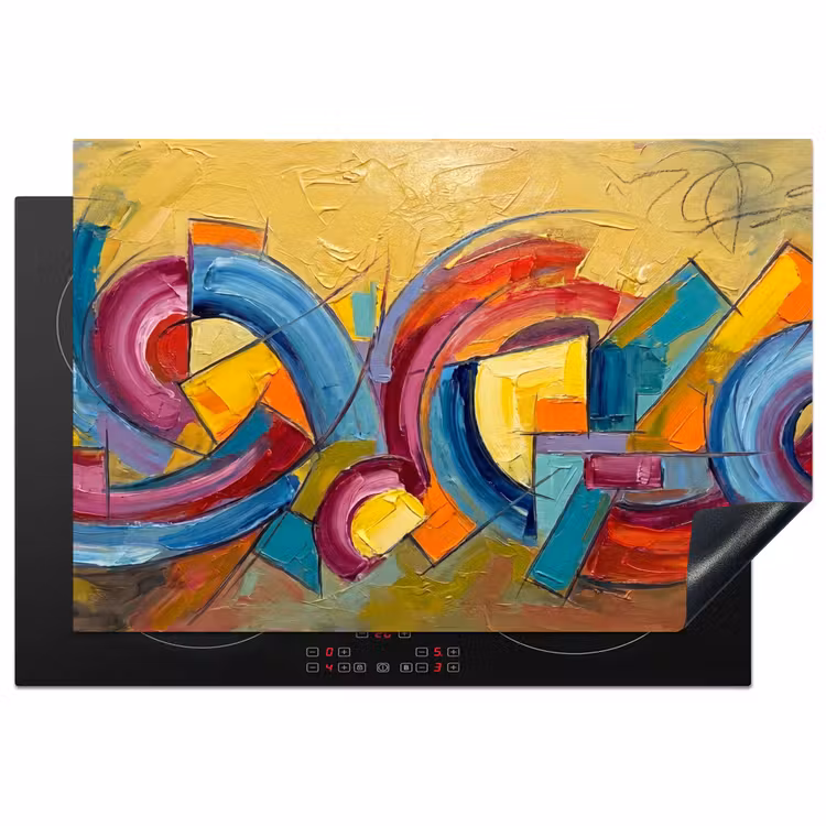 Inductie beschermer - Abstract - Cirkels - Schilderij - Kleurrijk - Dynamisch — 2