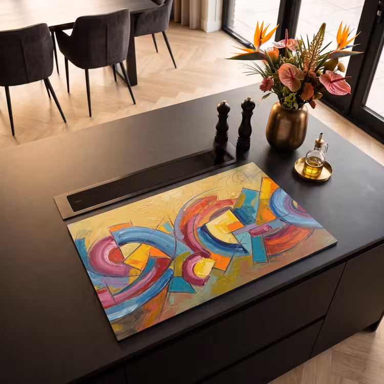 Inductie beschermer - Abstract - Cirkels - Schilderij - Kleurrijk - Dynamisch — 3