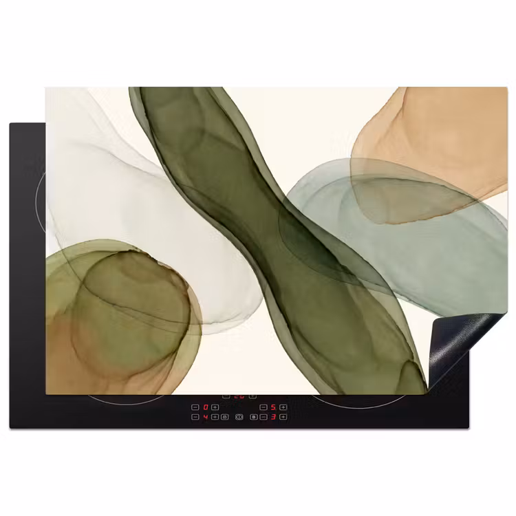 Inductie beschermer - Abstract - Vormen - Modern - Kunst - Groen - Bruin — 2