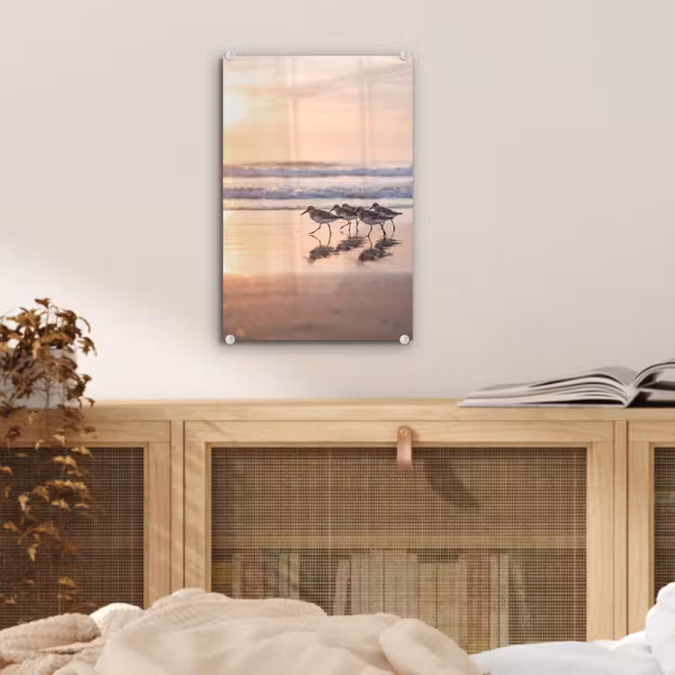 Glas schilderij - Zee - Vogels - Strand — 5