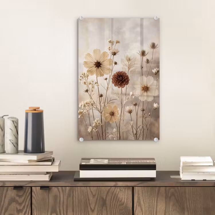 Glas schilderij - Wilde bloemen - Botanisch - Vintage - Natuur - Rustiek — 2