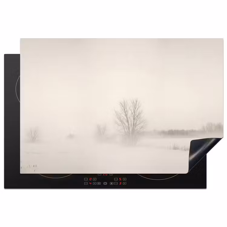 Inductie beschermer - Boom - Mist - Sneeuw - Winter - Minimalistisch — 2