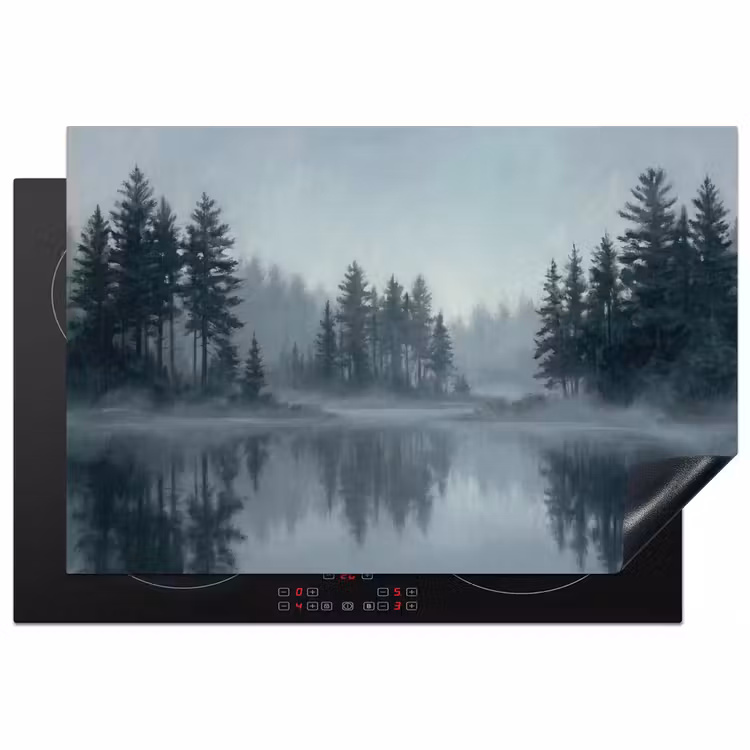 Inductie beschermer - Bos - Meer - Mist - Natuur - Grijs — 2