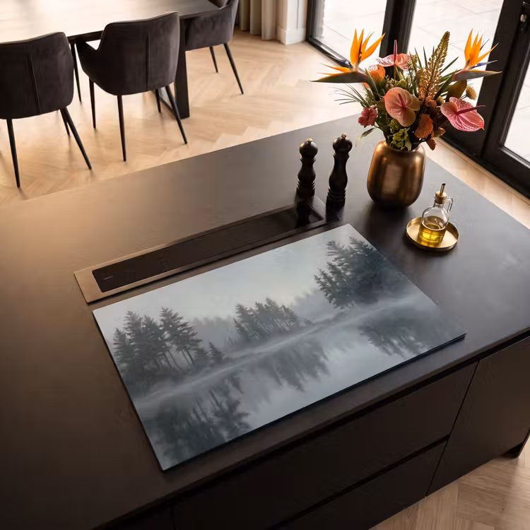 Inductie beschermer - Bos - Meer - Mist - Natuur - Grijs — 3