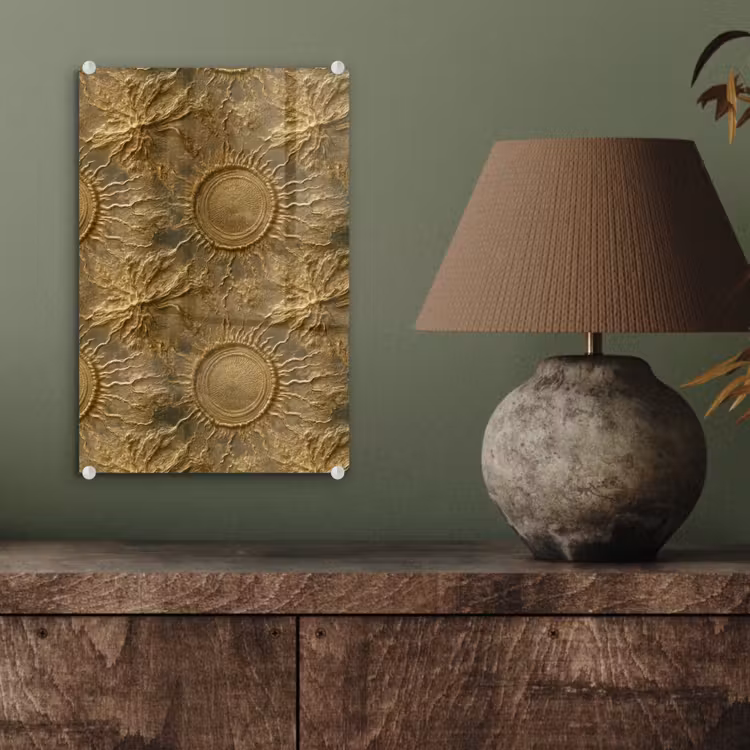 Glas schilderij - Zon - Reliëf - Antiek - Goud — 4