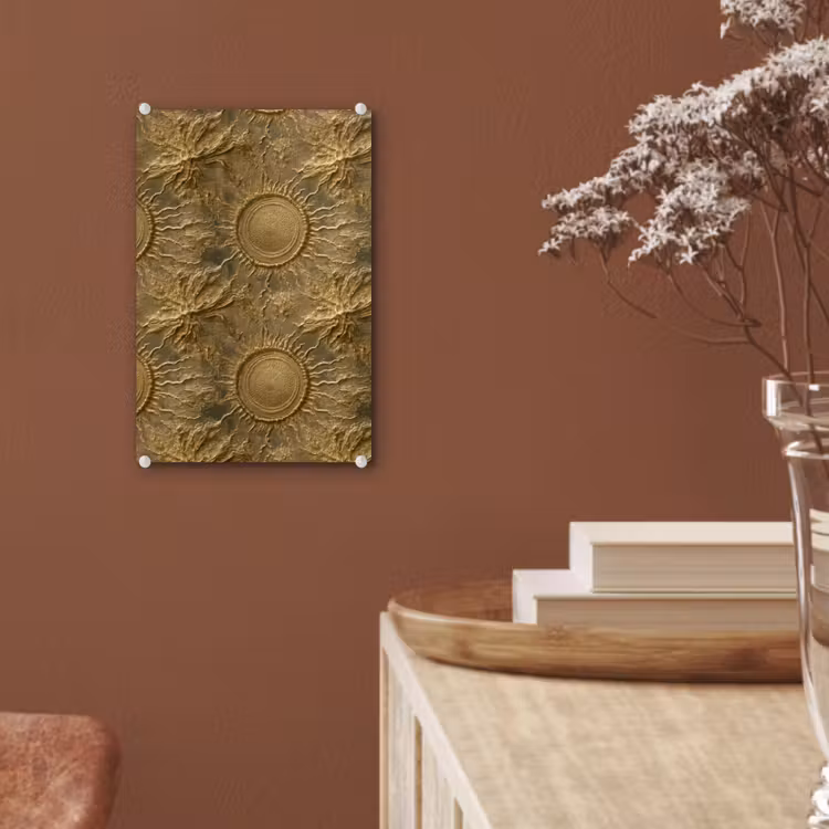 Glas schilderij - Zon - Reliëf - Antiek - Goud — 6