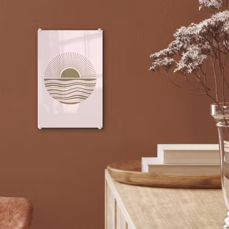 Glas schilderij - Zon - Zee - Abstract - Modern - Roze — 6
