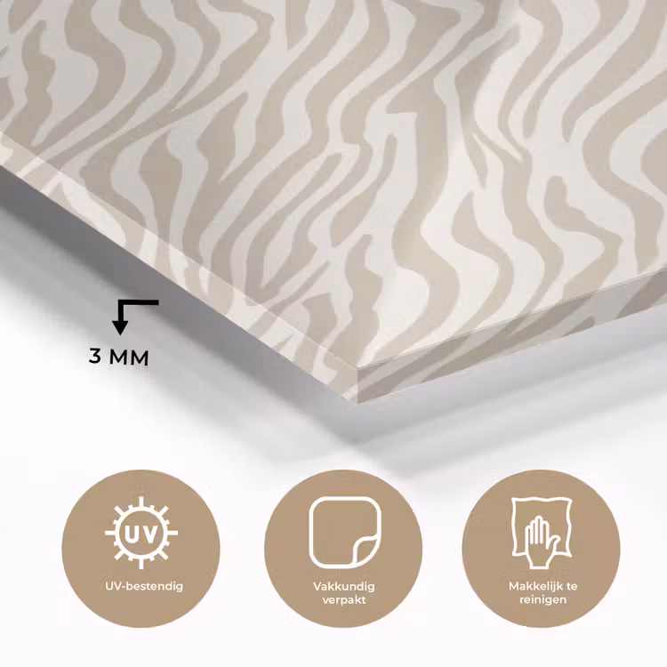 Glas schilderij - Zebra - Patroon - Beige — 3