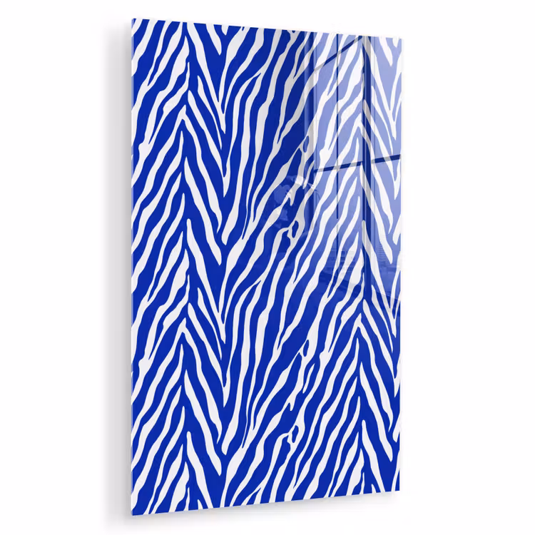 Glas schilderij - Zebra - Patroon - Kobalt - Blauw — 1