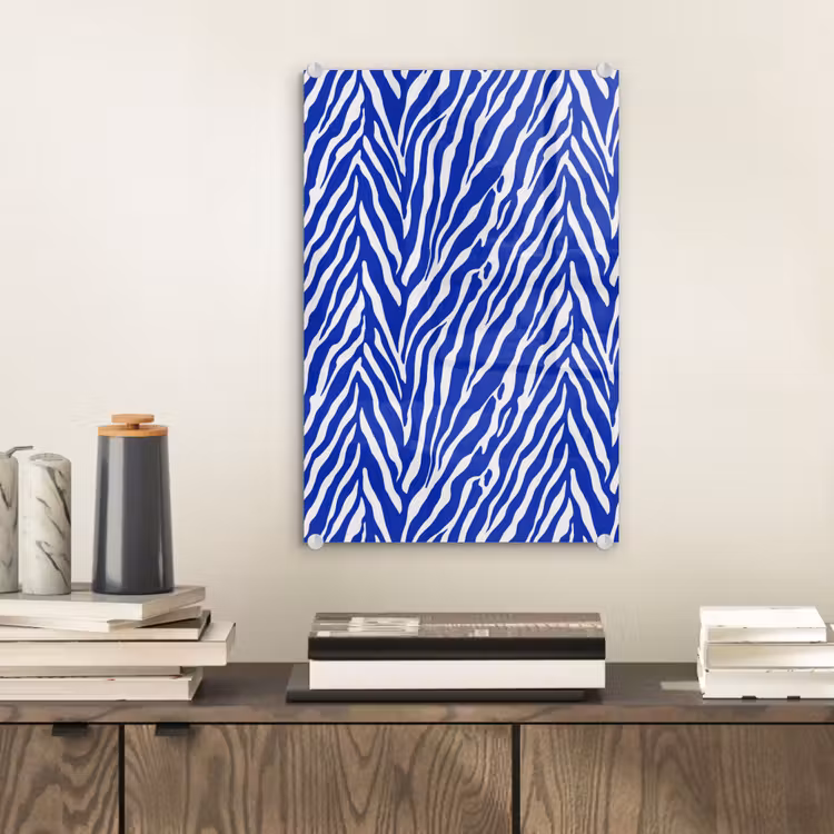 Glas schilderij - Zebra - Patroon - Kobalt - Blauw — 2