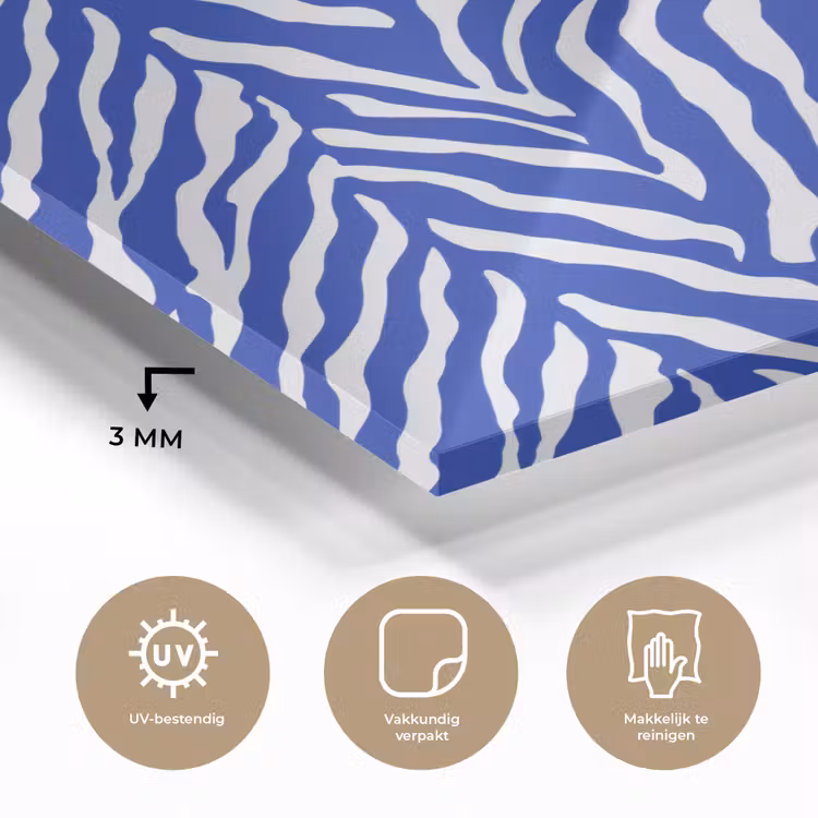 Glas schilderij - Zebra - Patroon - Kobalt - Blauw — 3