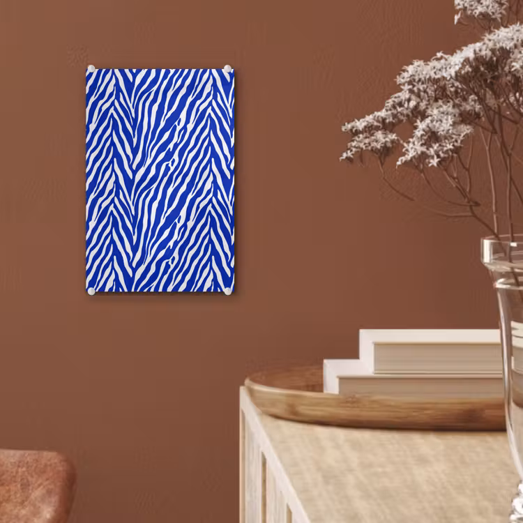 Glas schilderij - Zebra - Patroon - Kobalt - Blauw — 6