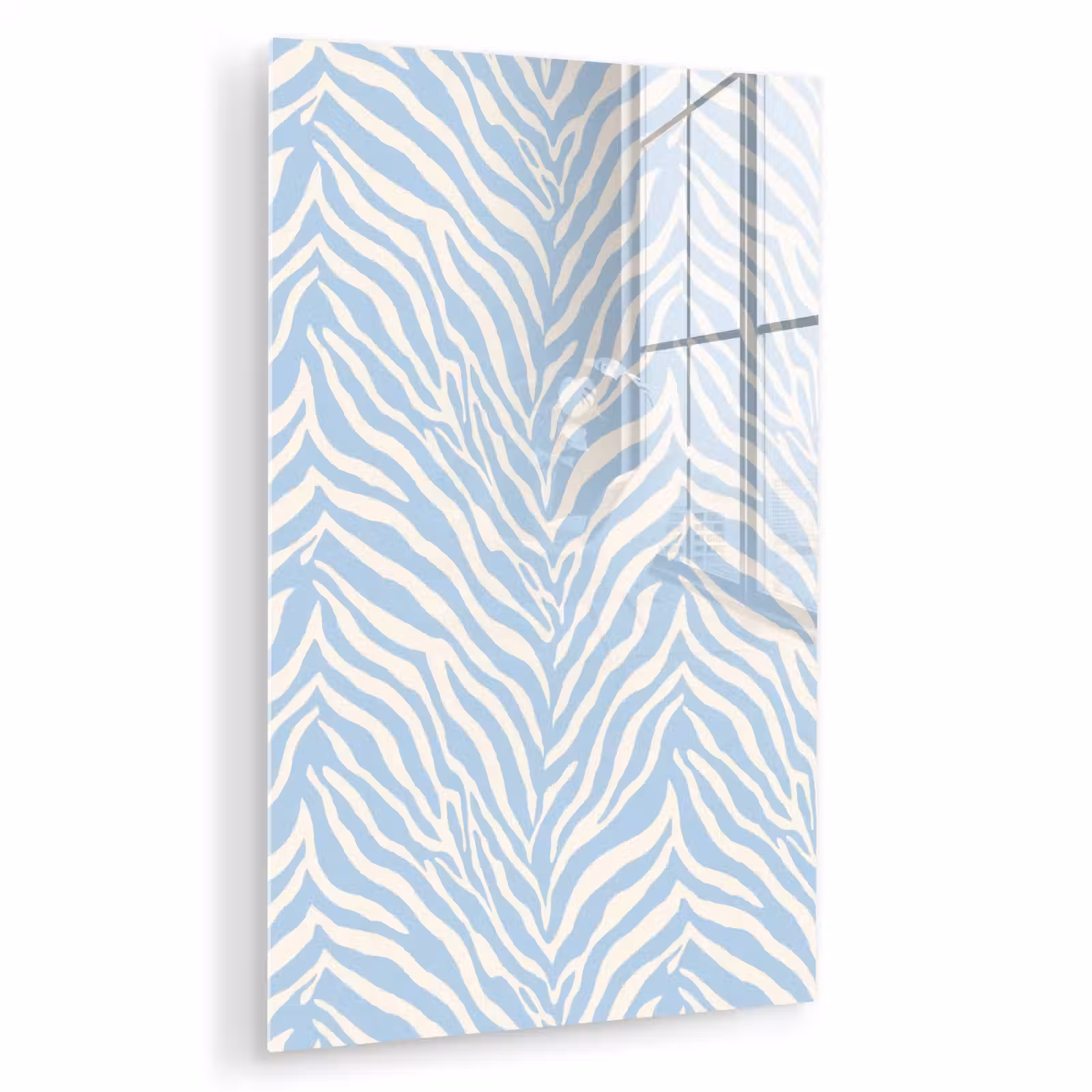 Glas schilderij - Zebra - Motief - Blauw - Wit — 1