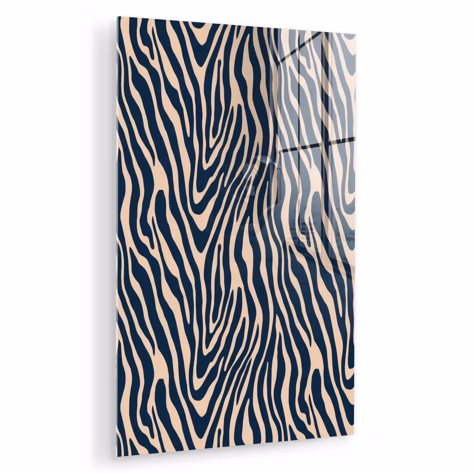 Glas schilderij - Zebra - Patroon - Blauw - Beige — 1