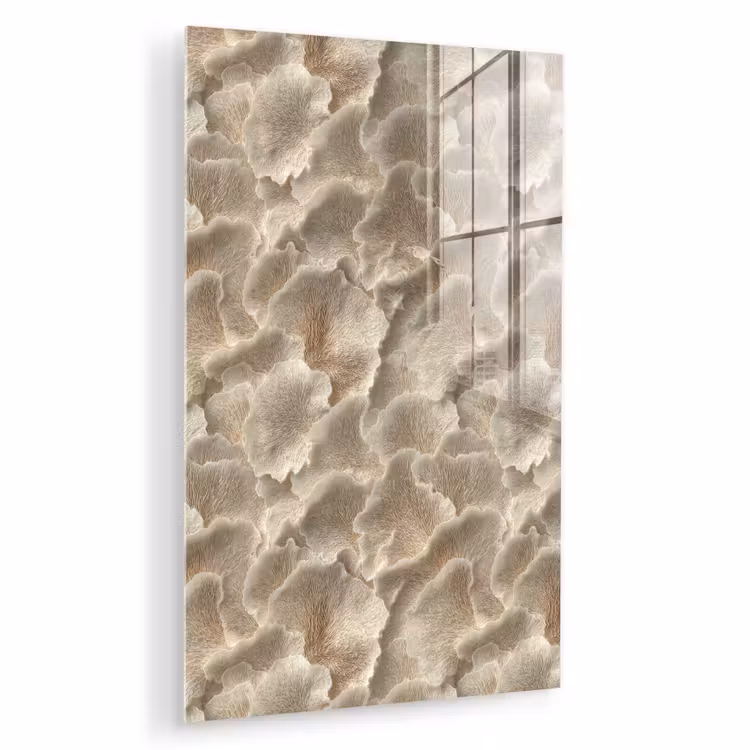 Glas schilderij - Waaierstructuren - Beige - Vezeltextuur — 1