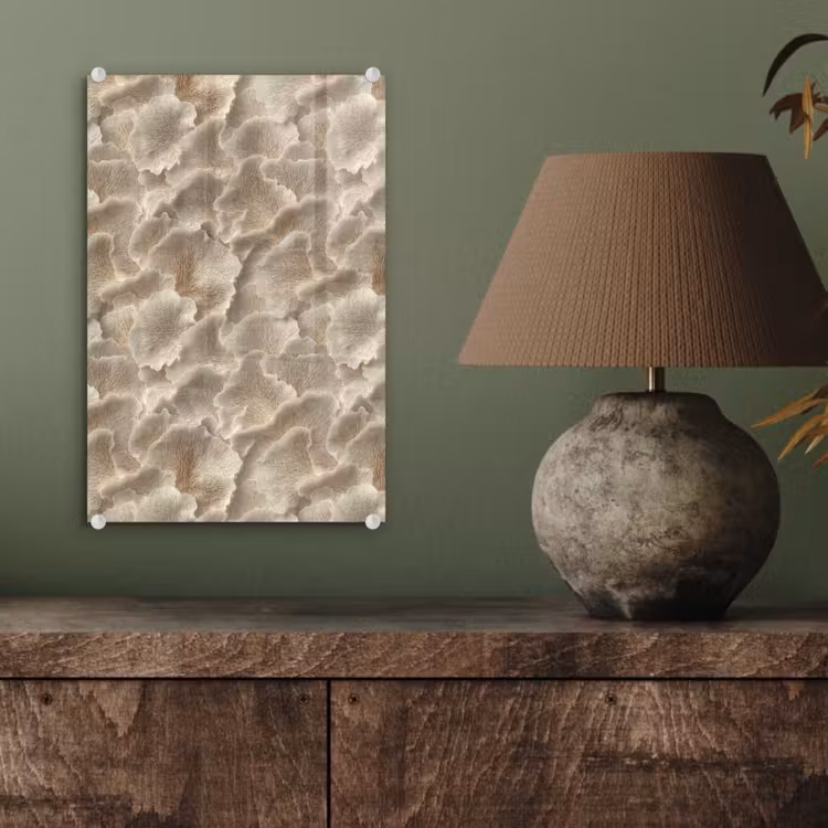 Glas schilderij - Waaierstructuren - Beige - Vezeltextuur — 4