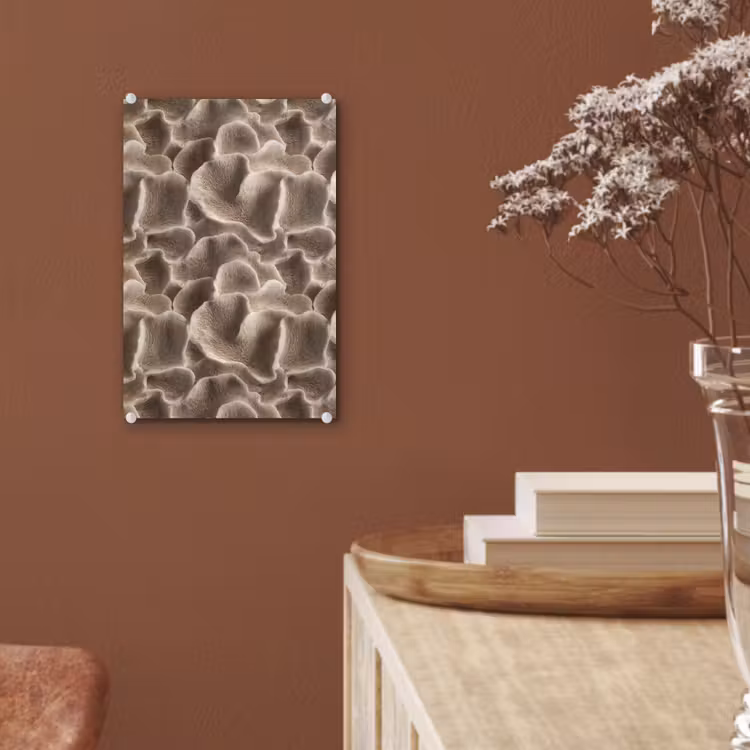 Glas schilderij - Waaiervorm - Beige - Vezel textuur — 6