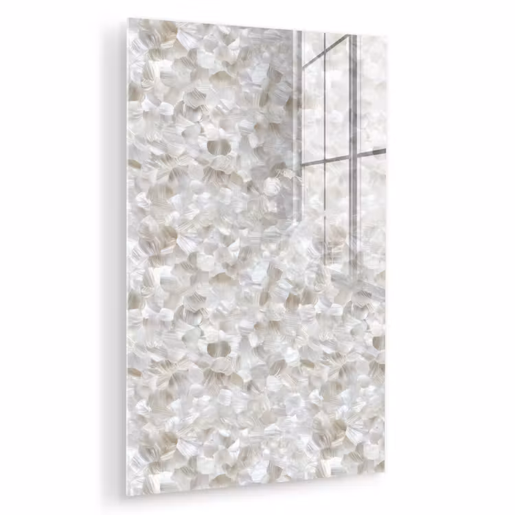 Glas schilderij - Wit - Penseelstreken - Reliëfeffect — 1