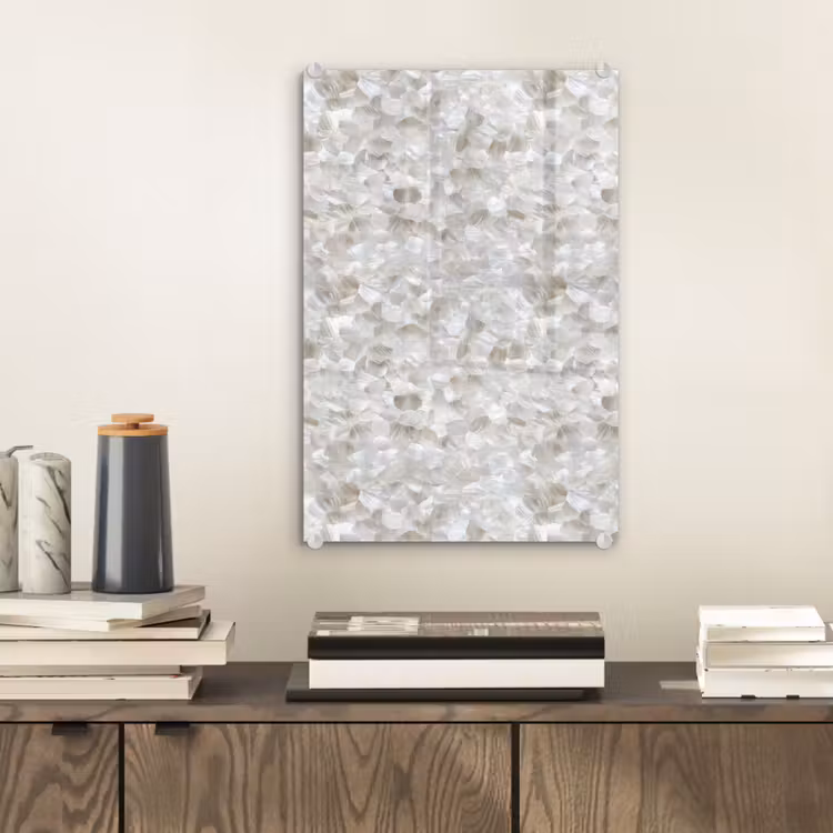 Glas schilderij - Wit - Penseelstreken - Reliëfeffect — 2