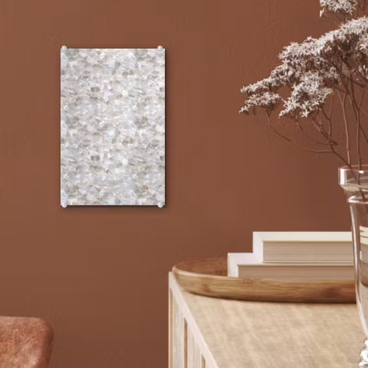 Glas schilderij - Wit - Penseelstreken - Reliëfeffect — 6