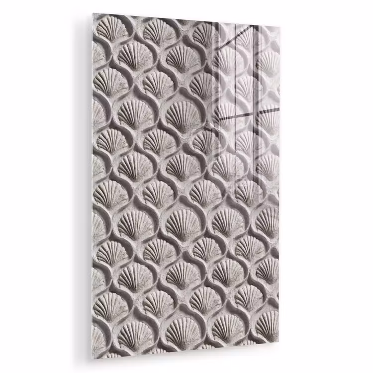 Glas schilderij - Zand - Schelpenvorm - Grijs — 1