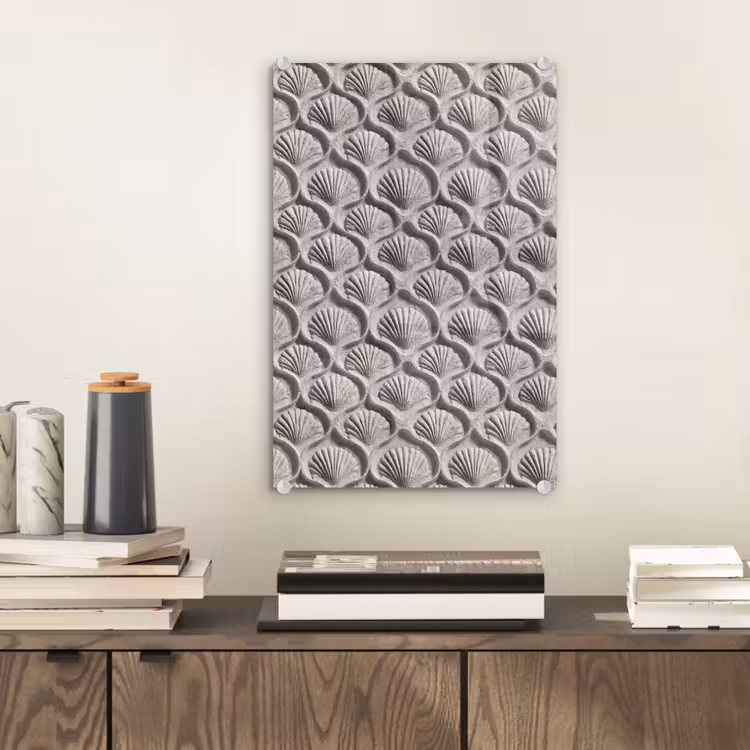 Glas schilderij - Zand - Schelpenvorm - Grijs — 2