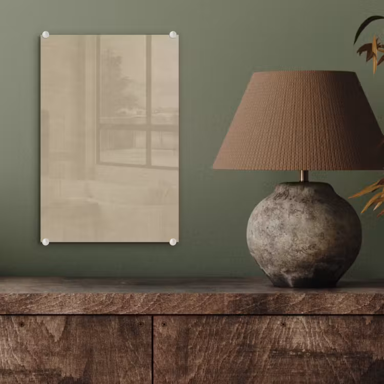 Glas schilderij - Zandkleur - Korrelige structuur - Beton — 4