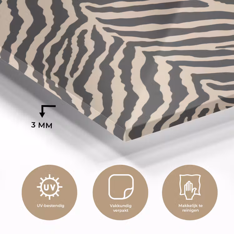 Glas schilderij - Zebra - Klassiek - Zwart — 3